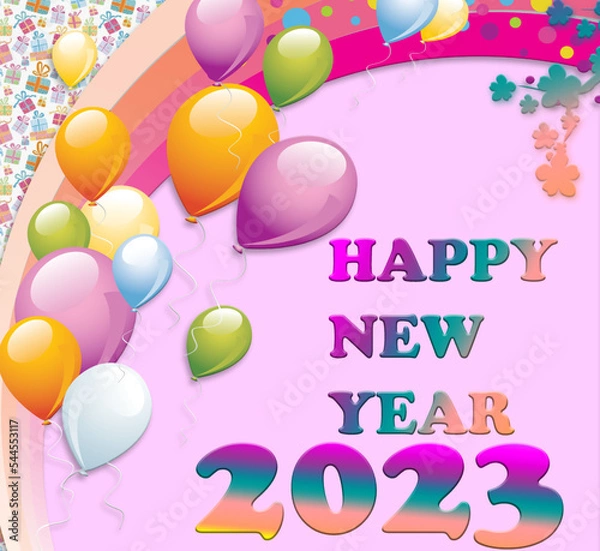 Fototapeta happy new year celebrate with creative a different ornament and design in vector graphic illustration with greeting calendar winter decoration wallpaper  and enjoy this event with happiness .