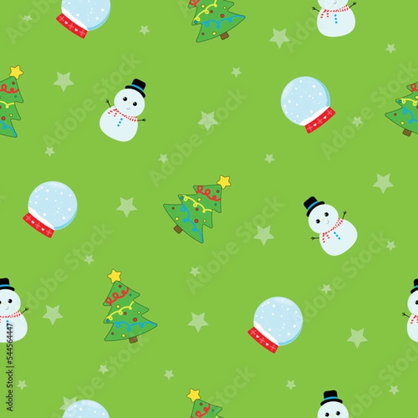 Fototapeta Simple Christmas seamless pattern with New Year elements.