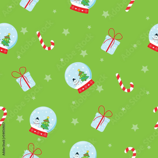 Fototapeta Simple Christmas seamless pattern with New Year elements.