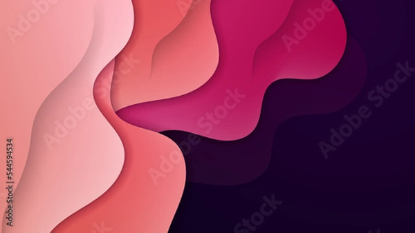 Fototapeta Abstract pink wave curve background with 3d overlap layers. Vector abstract graphic design banner pattern presentation background wallpaper web template.