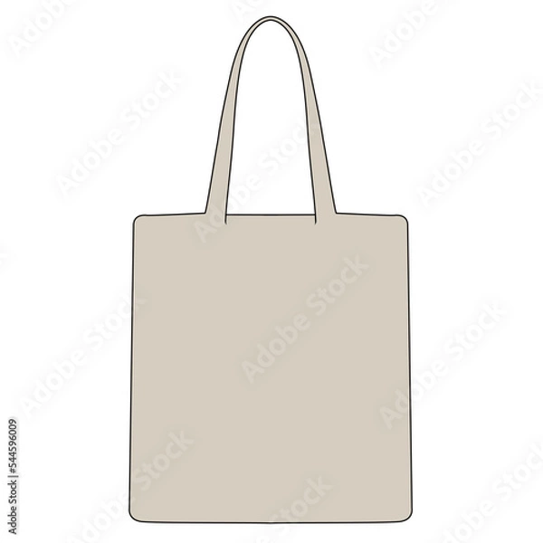 Fototapeta Plain cream tote bag mock up in vector form. This design can be used for product design, templates, postings on social media, product marketing, and others. Vector illustration and inspiration.