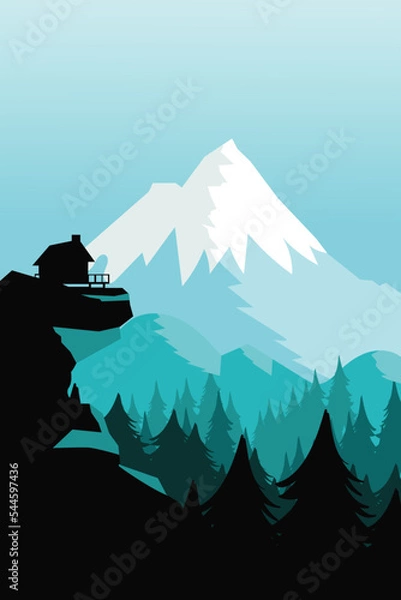 Fototapeta Flat Background mountain sunrise vector design premium