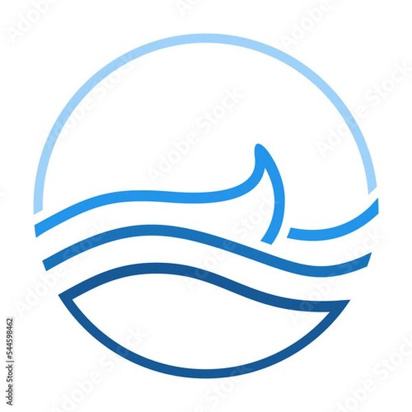 Fototapeta Gradient blue waves logo inside a simple circle
