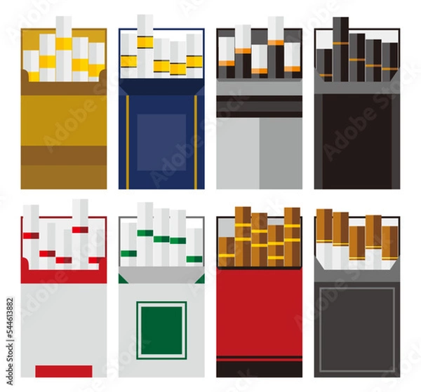 Fototapeta Front view of the cigarette pack design concept with various colors.