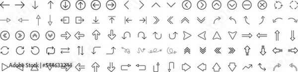 Fototapeta Line Arrow vector icon set in thin line style.