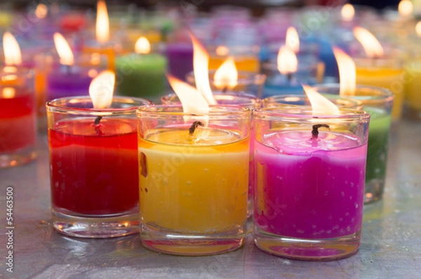 Obraz colorful burning candles
