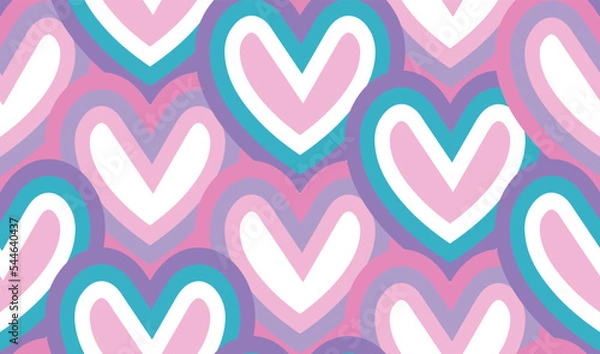 Obraz Abstract Hand Drawn Hearts Diagonal Pattern Cute Stylish Trendy Fashion Colors Perfect for Allover Fabric Print or Wrapping Paper