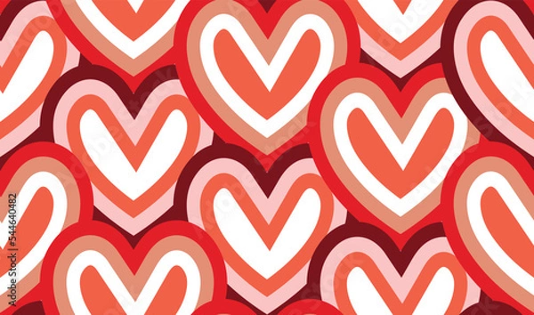 Fototapeta Abstract Hand Drawn Hearts Diagonal Pattern Cute Stylish Trendy Fashion Colors Perfect for Allover Fabric Print or Wrapping Paper
