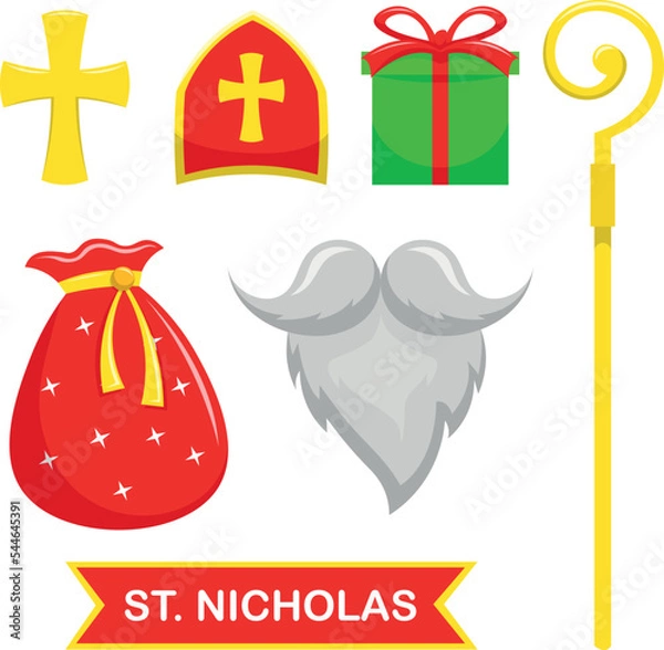 Fototapeta Set with objects St Nicholas