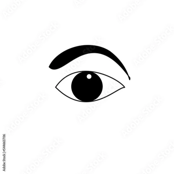 Fototapeta Human left eye icon with eyebrows on plain white background	