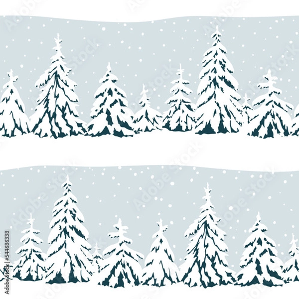 Fototapeta Seamless pattern with winter trees