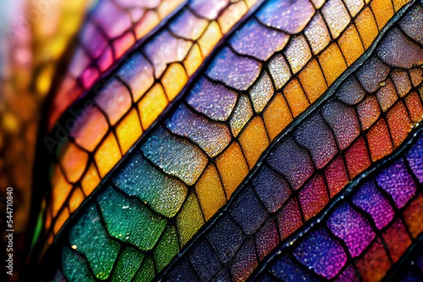 Fototapeta Close up on a amazing colorful butterfly wing. Abstract background. Colorful texture of butterfly wing.