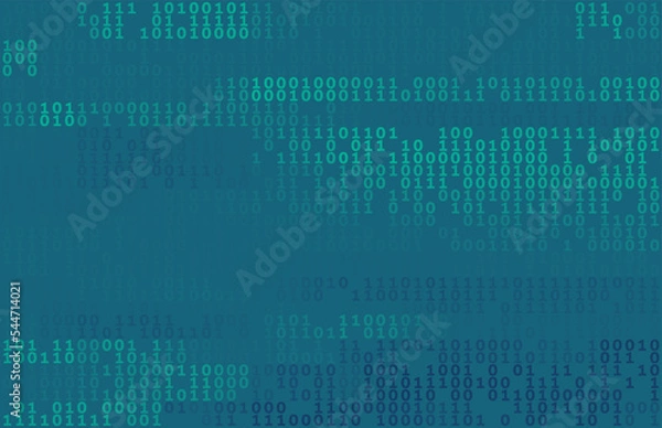 Fototapeta Binary code by green and blue numbers on blumine background