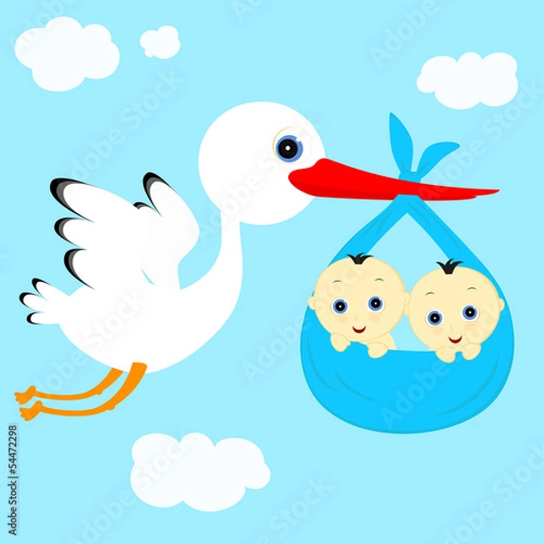 Obraz Bocian i chłopcy