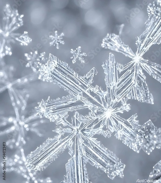 Obraz A single, brilliant snowflake crystal is suspended in midair, basking in the light. Every facet of its six-sided symmetry sparkles and glitters. It's a beautiful thing to behold.
