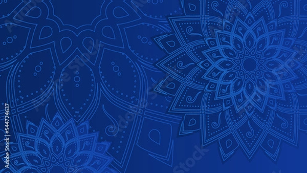 Obraz Modern elegant luxury blue mandala pattern background