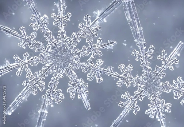 Obraz There's a delicate snowflake on my fingertips closeup. It looks almost like a geometric flower with six petals, each one adorned with intricate designs. The background is blurred out, making the snowf
