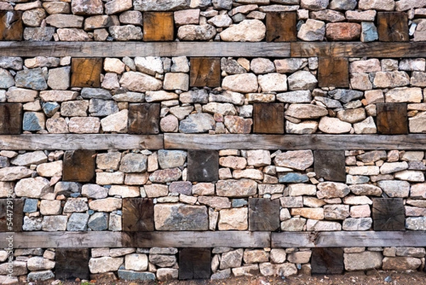 Obraz Mur, pierre et bois