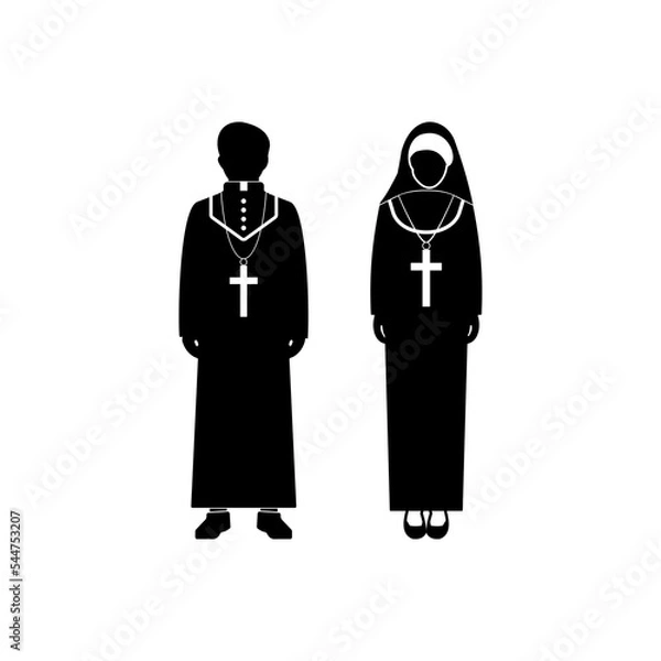 Fototapeta priest and nun icon, priest and nun vector sign symbol