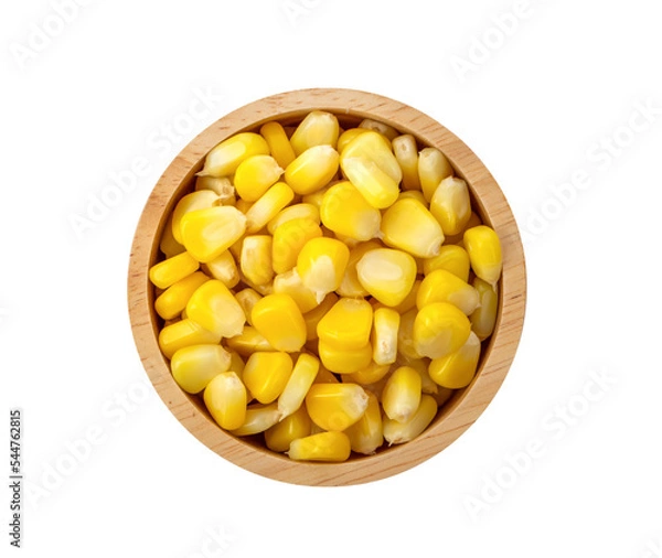 Obraz Corn seeds in wood bowl isolated on transparent png