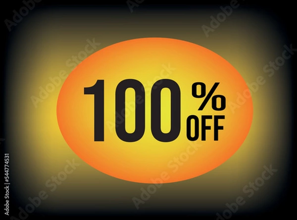 Obraz 100 percent on a rectangular banner with gradient ellipse