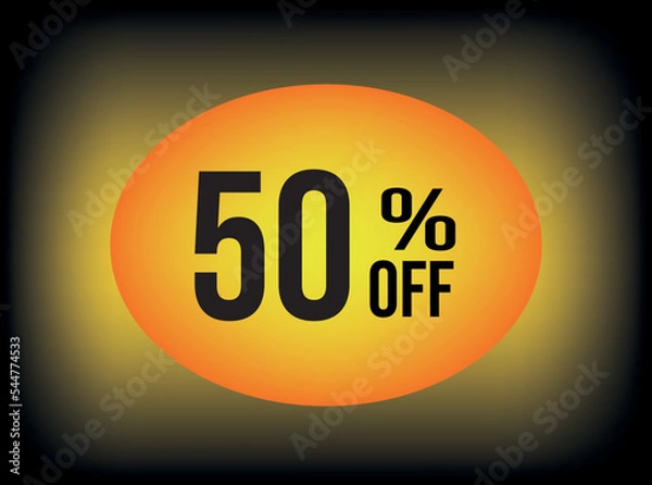 Obraz 50 percent on a rectangular banner with gradient ellipse