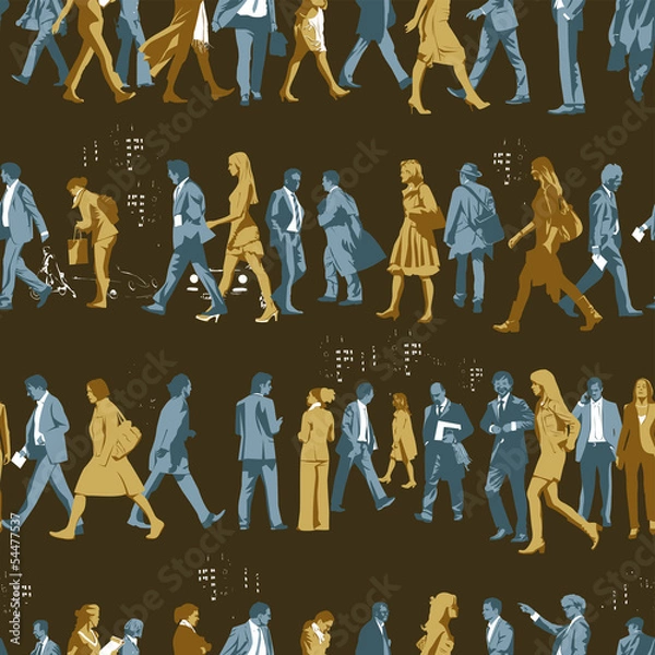 Obraz Busy People Motif Seamless Pattern