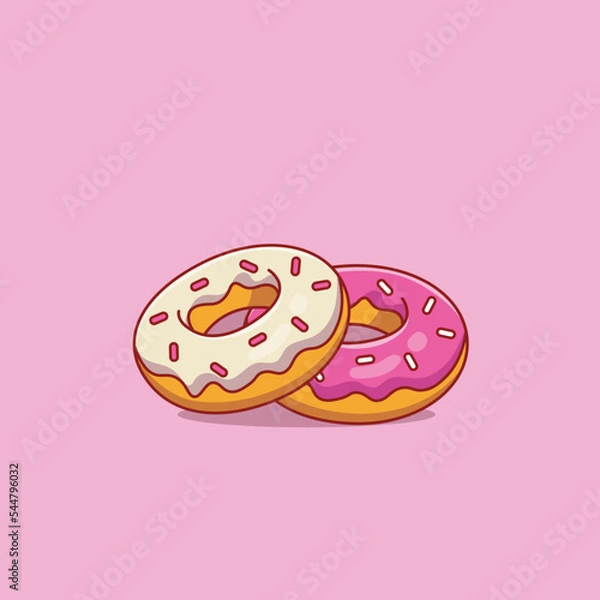 Fototapeta Donuts Vector Icon Illustration. Food Icon Concept White Isolated. Flat Cartoon Style Suitable for Web Landing Page, Banner, Sticker, Background