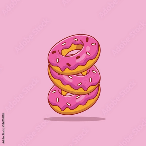 Fototapeta Donuts Vector Icon Illustration. Food Icon Concept White Isolated. Flat Cartoon Style Suitable for Web Landing Page, Banner, Sticker, Background