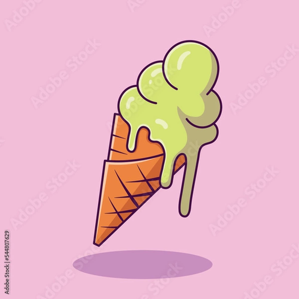 Fototapeta Ice Cream Vector Icon Illustration. Food Icon Concept White Isolated. Flat Cartoon Style Suitable for Web Landing Page, Banner, Sticker, Background