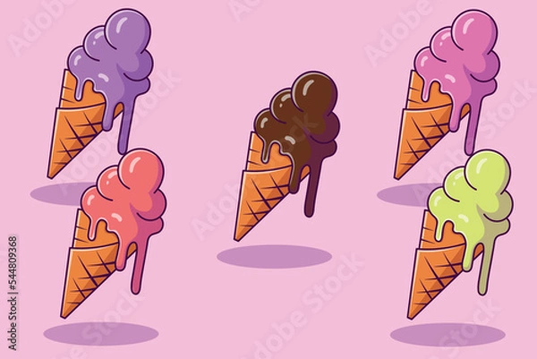 Fototapeta Ice Cream Vector Icon Illustration. Food Icon Concept White Isolated. Flat Cartoon Style Suitable for Web Landing Page, Banner, Sticker, Background
