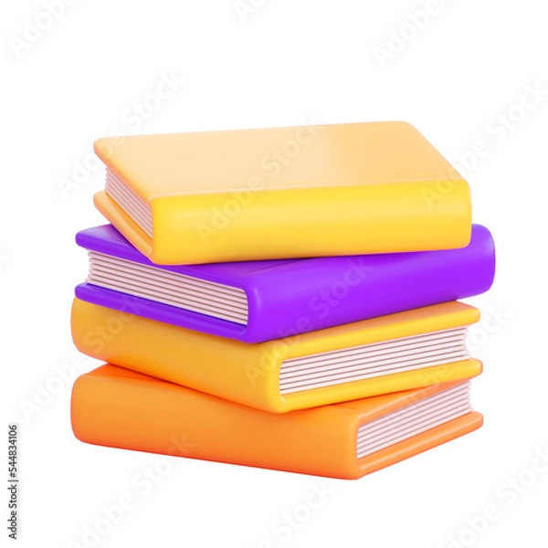Fototapeta 3d books stack. Education, learning, studying and information concept. Realistic 3d high quality render