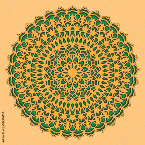 Fototapeta laser cut 3d Mandala pattern.  3d islamic mandala
