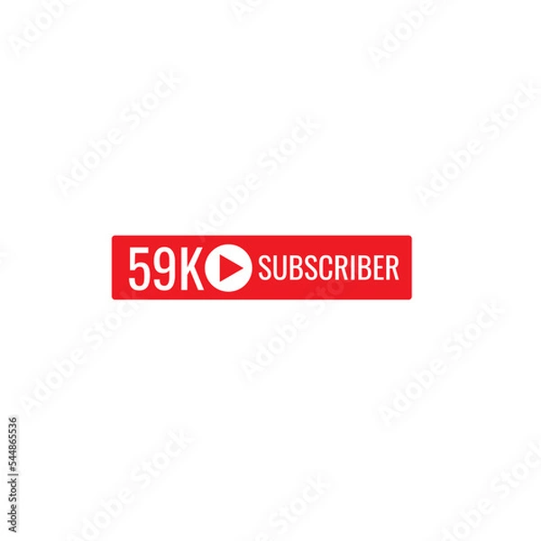 Fototapeta 59K subscriber banner art template vector illustration. Ad banner tag for social media.