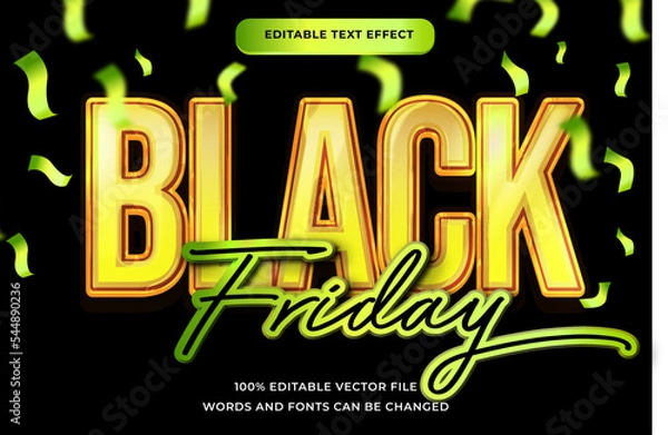 Obraz Black friday text effect gold modern style editable font