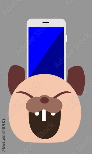 Obraz Bear phone stand isolated on grey background