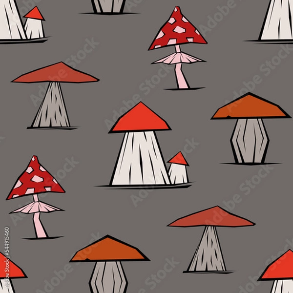Obraz seamless pattern with wild mushrooms. vector.