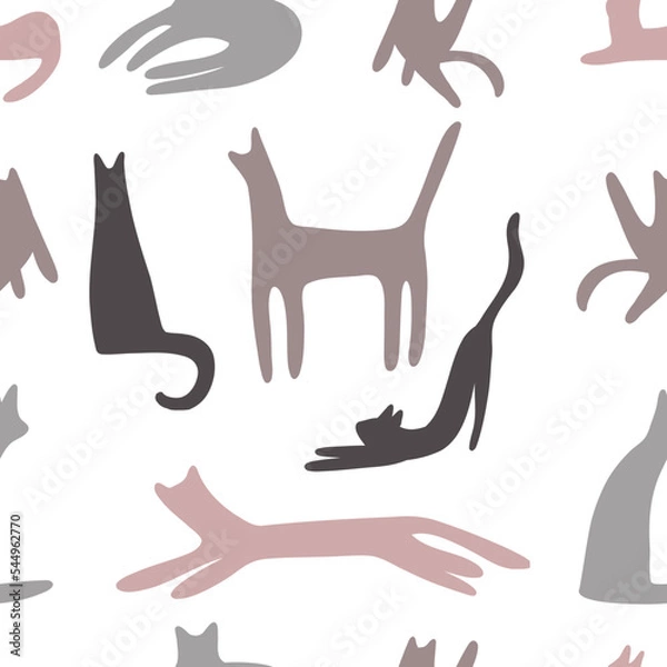 Obraz Cats in different poses. vector pattern