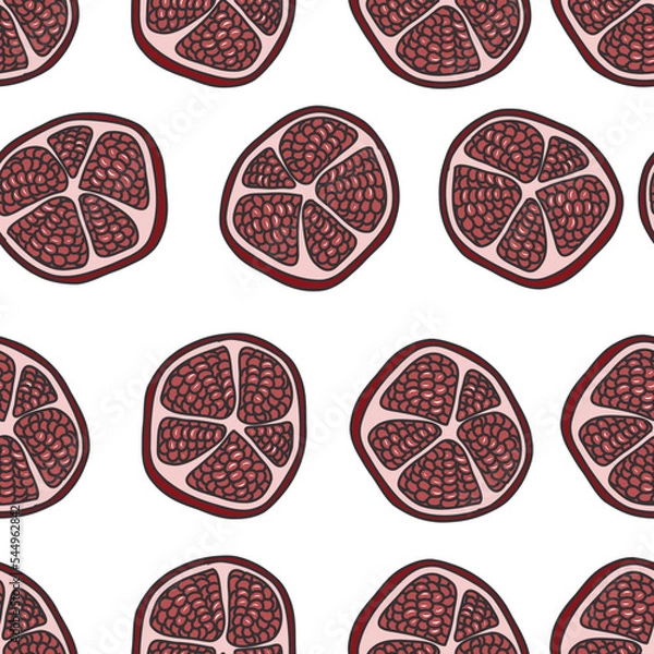 Obraz Pomegranate sliced. Fruit. vector pattern