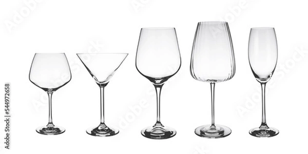 Fototapeta Wine glass, empty. Shot glass and champagne, isolated on transparent background. Photo studio. Product photography.