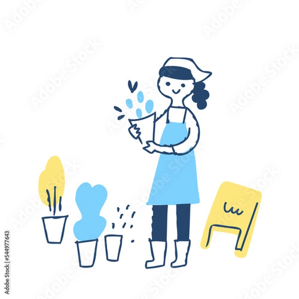 Fototapeta 花束を持っている花屋の女性