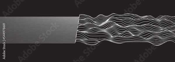 Fototapeta Wavy lined signal moving and increasing from left to right. Abstract vector illustration.
