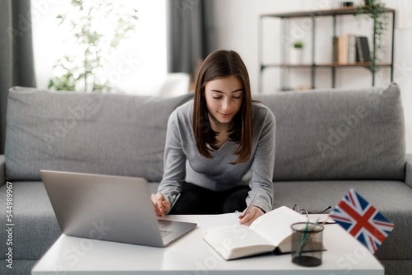 Obraz Woman using laptop for studying