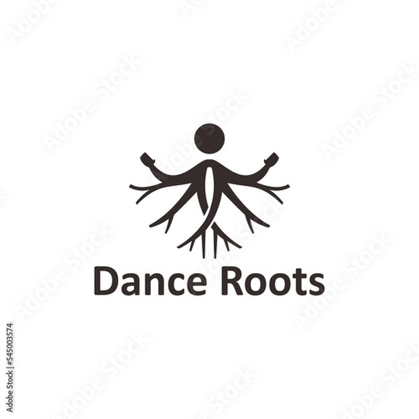 Fototapeta Abstract human roots logo with circular shape. Unique Dryad Tree Vector Illustration, hand drawn abstract roots with woman shape.