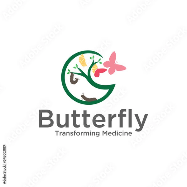 Fototapeta Tree with flying around butterflies