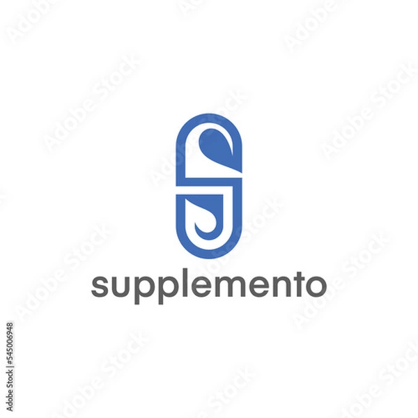 Fototapeta the letter s with a combination of capsule-shaped leaves