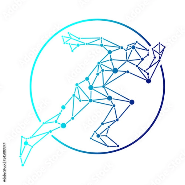 Fototapeta Simple logo of people running technology gradation vector design