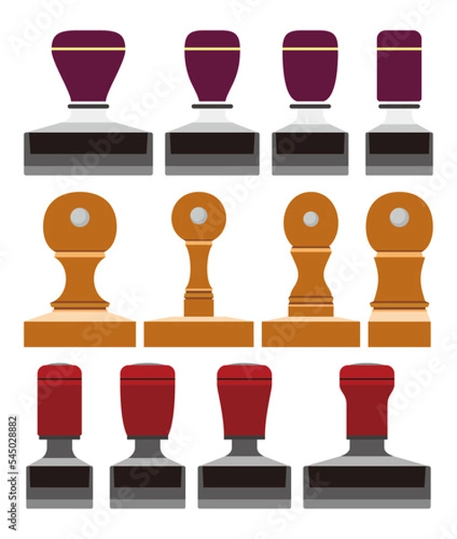 Fototapeta Side view concept of various sizes of modern stamp grip designs.