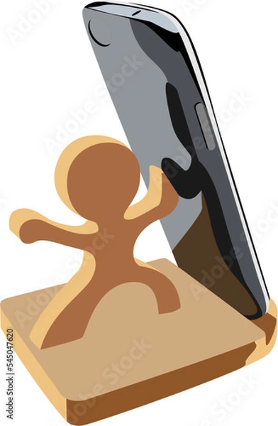 Obraz Smartphone stand Human isolated on white background