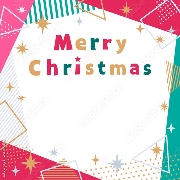 Obraz 抽象的なキラキラフレームとMerryChristmasの文字入りの正方形カード